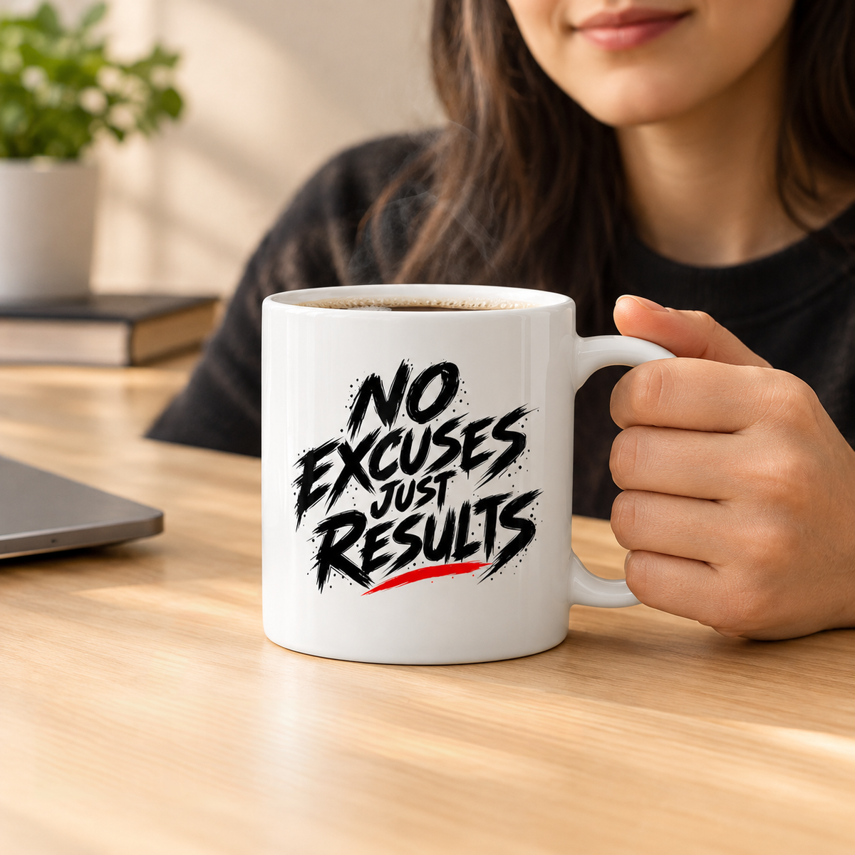 White Coffee Mug|  “No Excuses Just Results” Coffee Mug